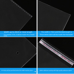 Width 40cm, double-layer 5-mil OPP bag, adhesive self-adhesive bag, transparent packaging bag, plastic film bag, 100 pieces