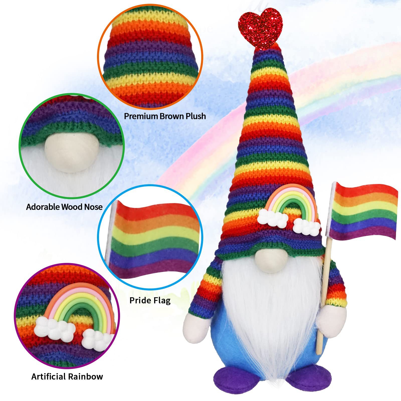 Nueva transfronteriza Arco Iris muñeca sin rostro Arco Iris elfo Rudolf muñeca enano colorido muñeca Decoración