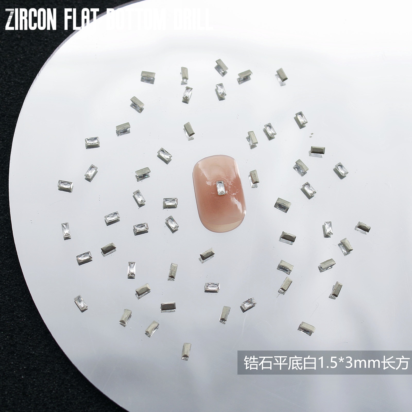 Zircon plano Blanco-1,5*3mm rectangular