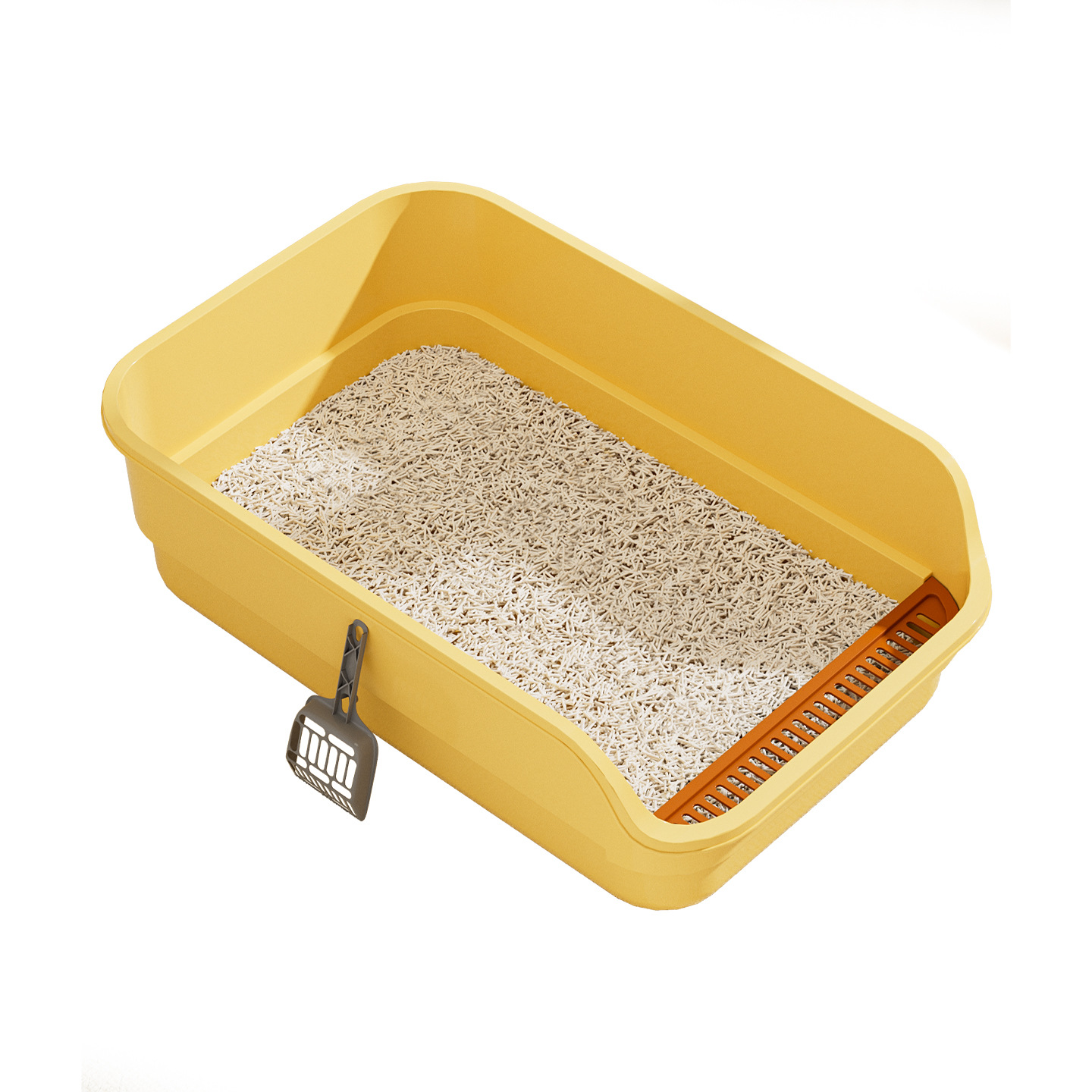 La caja de arena de gran tamaño, el inodoro para gatos abierto semicerrado, aumenta la protección contra salpicaduras externas, enormes suministros para mascotas para gatos