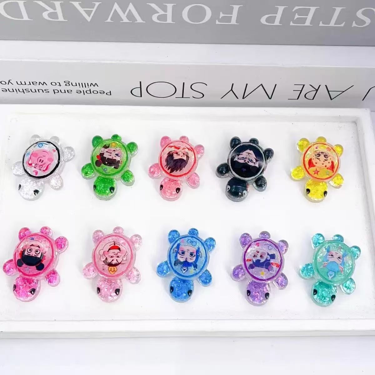 Mini decoración de tortuga, tortuga, cara a cara, campeón de tortuga luminoso, la misma artesanía de resina, regalo de moda