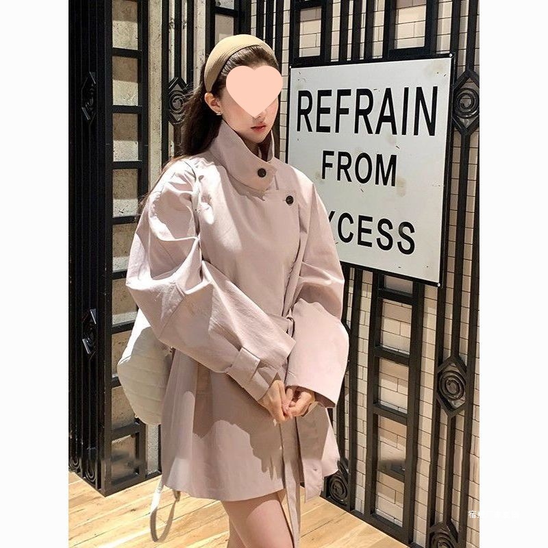 Early Autumn New Style Elegant Stand-Up Collar Short Nude Pink Windbreaker Jacket for Women 2025 Simple Commuter Coat