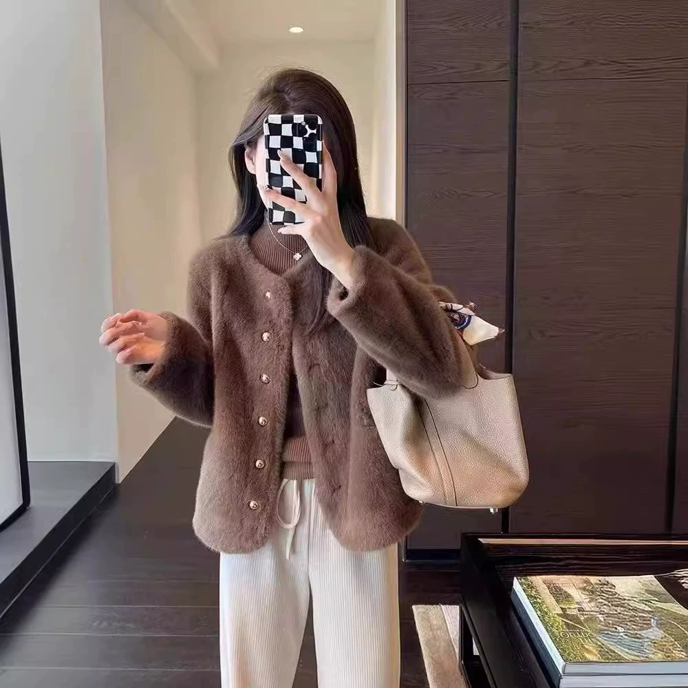Короткая бархатная куртка для тепла, стиль Chanel, искусственный мех