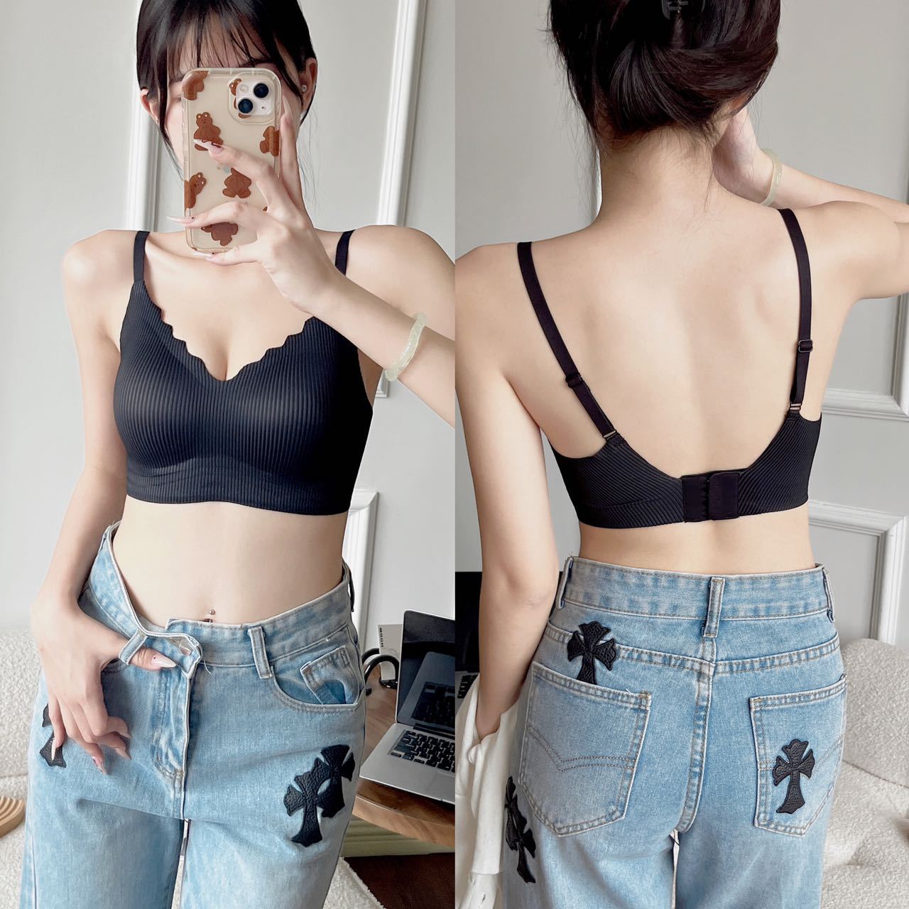 Sujetador sin costuras de algodón fino y suave para verano, con soporte para bustos pequeños, que realza la apariencia y moldea con un hermoso diseño en la espalda.