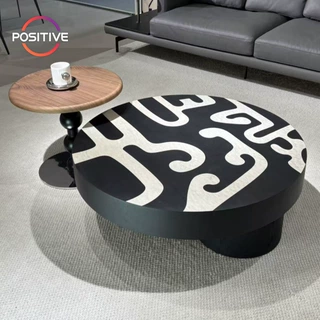 中古风设计师款茶几客厅家用简约侘寂风高级感大小圆茶几