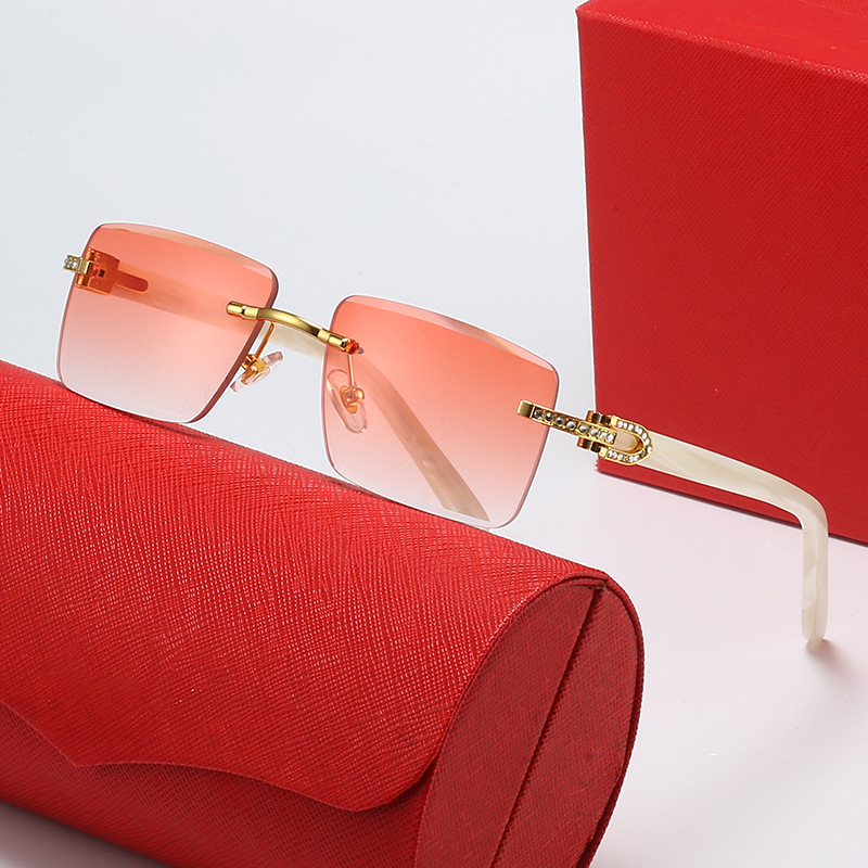 Frameloze zonnebril voor dames met strass en gesneden rand_voghion.com