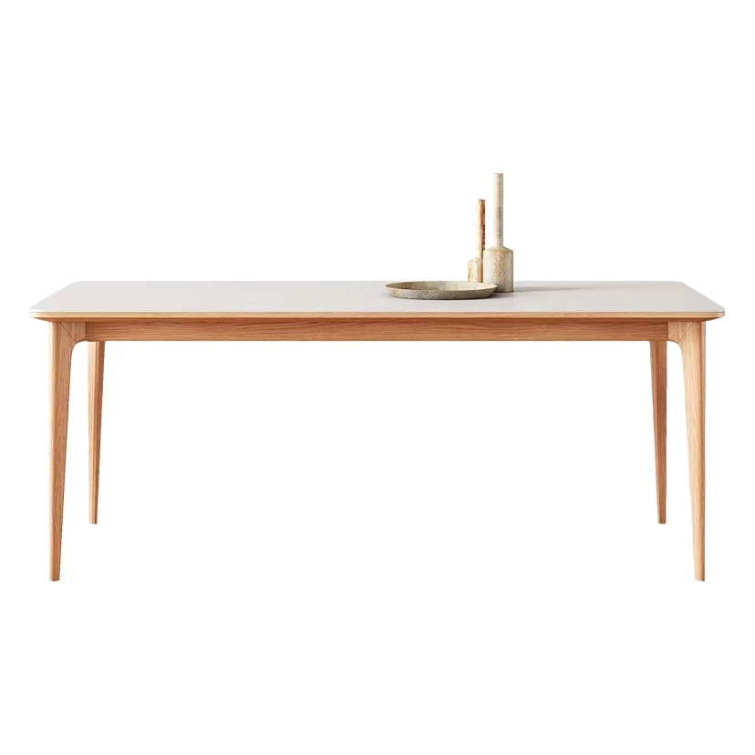 Estilo crema Placa de roca mesa de comedor y silla combinación estilo japonés pequeño apartamento de madera nórdica color diseñador mesa de comedor de madera maciza