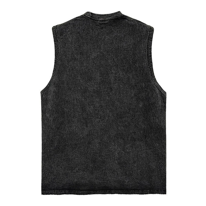 Retro vest sleevless, solid T-shirt, American style, plus size