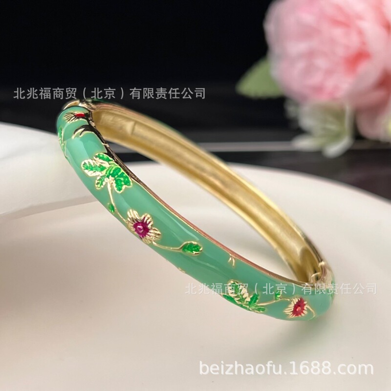 北京エナメルオイルドリップブレスレット、上質な花柄の女性用ブレスレット、紫禁城の旅行のお土産、人気のスポット|undefined