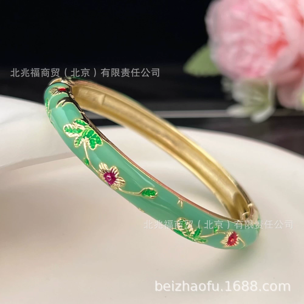 Браслет Cloisonné Flower (сплав), эмаль, этнический стиль, диаметр 6 см