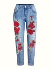 X 11751 Stretch Floral Embroidered Jeans �������ţ�п�