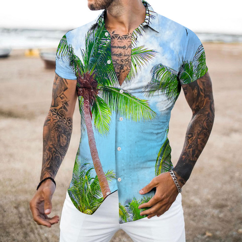 American Cross-border 2025 nueva camisa casual de cuello alto de manga corta de alta calidad para hombres MB1