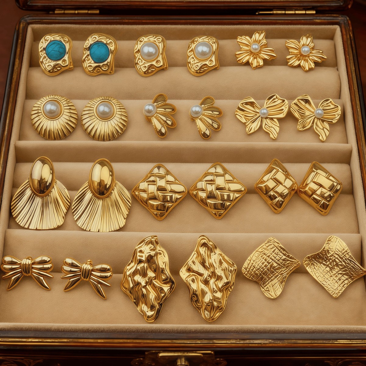 golden asymmetrical earrings