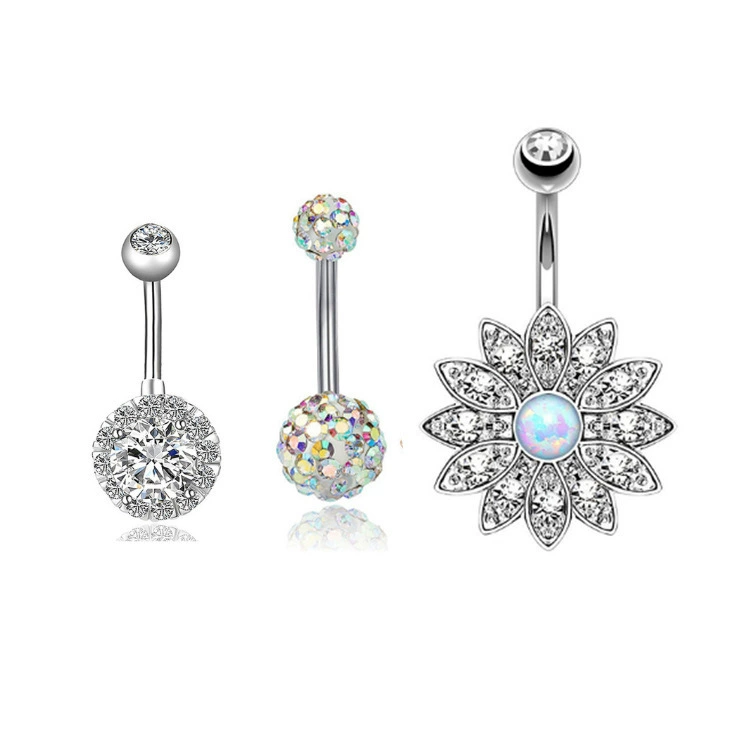 Set stainless steel, zirconium, belly button piercing, ceramics