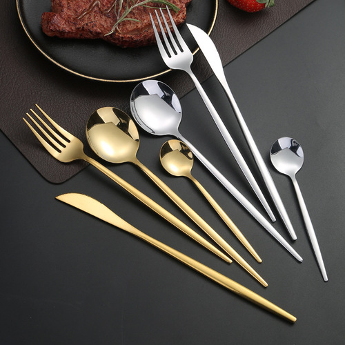 Amazon Portuguese knife, fork and spoon stainless steel tableware hotel western restaurant steak knife, fork and spoon gift box four-piece set