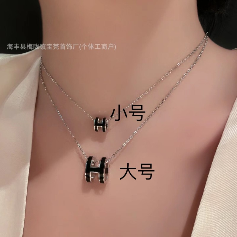 韩版简约大号彩色珐琅字母项链女高版本立体轻奢小众设计饰品批发|undefined