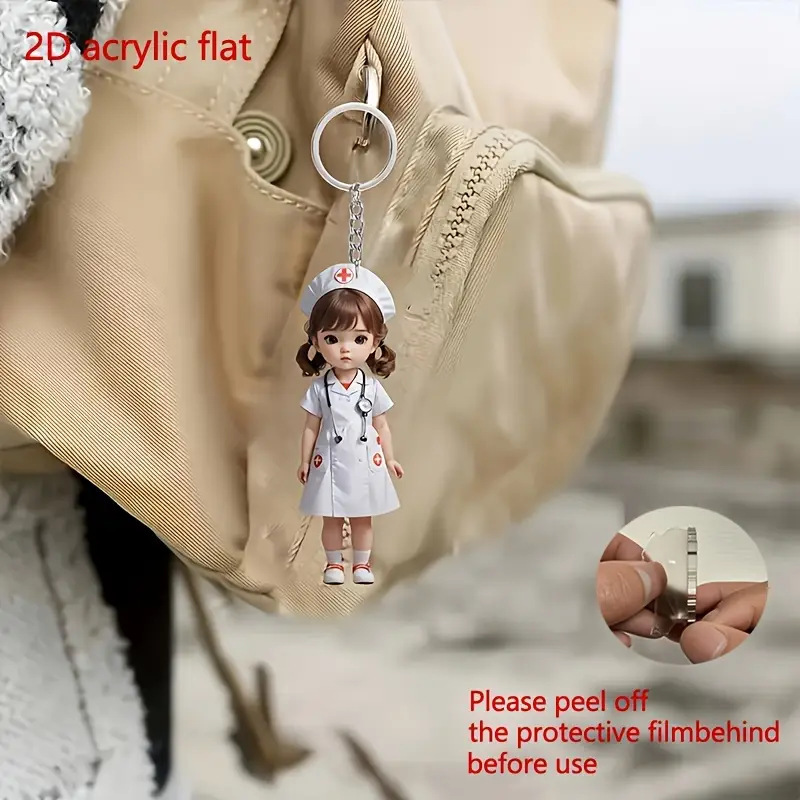 New cute cartoon nurse acrylic keychain, a variety of keychains, girlfriends/lovers decoration. New cute cartoon nurse acrylic keychain, a variety of keychains, girlfriends/lovers decoration.