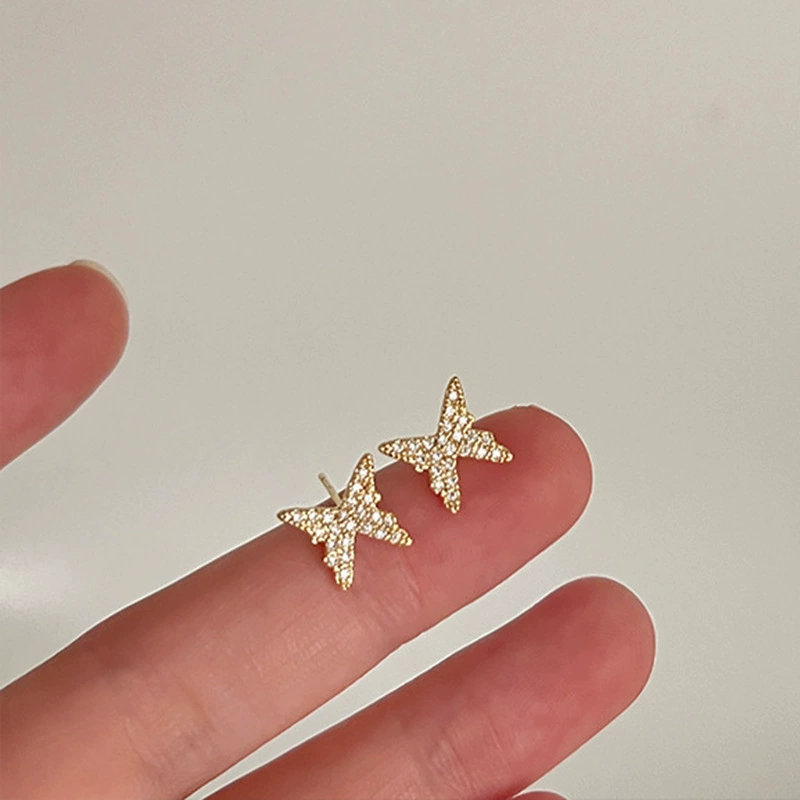 Серебряная игла, золотые универсальные ретро серьги, серебро 925 образец, интернет-знаменитость, стиль легкой роскоши, стиль высокого качества, яркий запоминающийся стиль