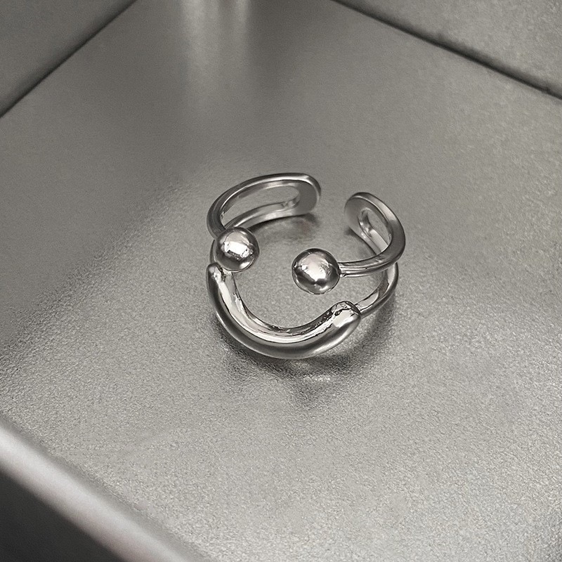 Minimalistischer Smiley-Ring für Damen, verstellbar, offener Stil, Nischendesign, vielseitiger Ring, personalisierbarer Index_voghion.com