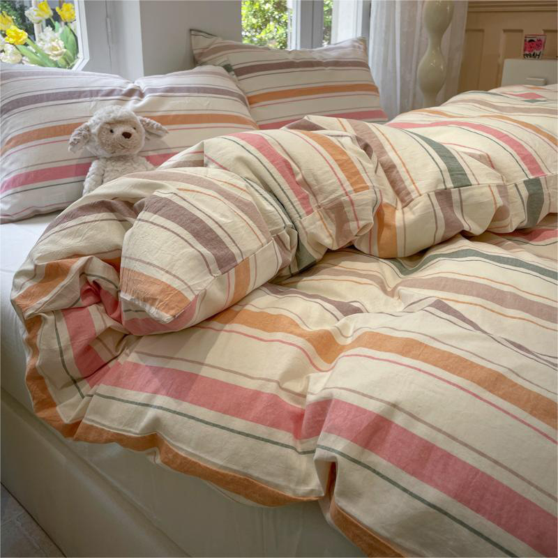 2024 nuevo traje de cuatro piezas de algodón de nube suave y ceroso sin impresión de algodón lavado de viento de tres piezas