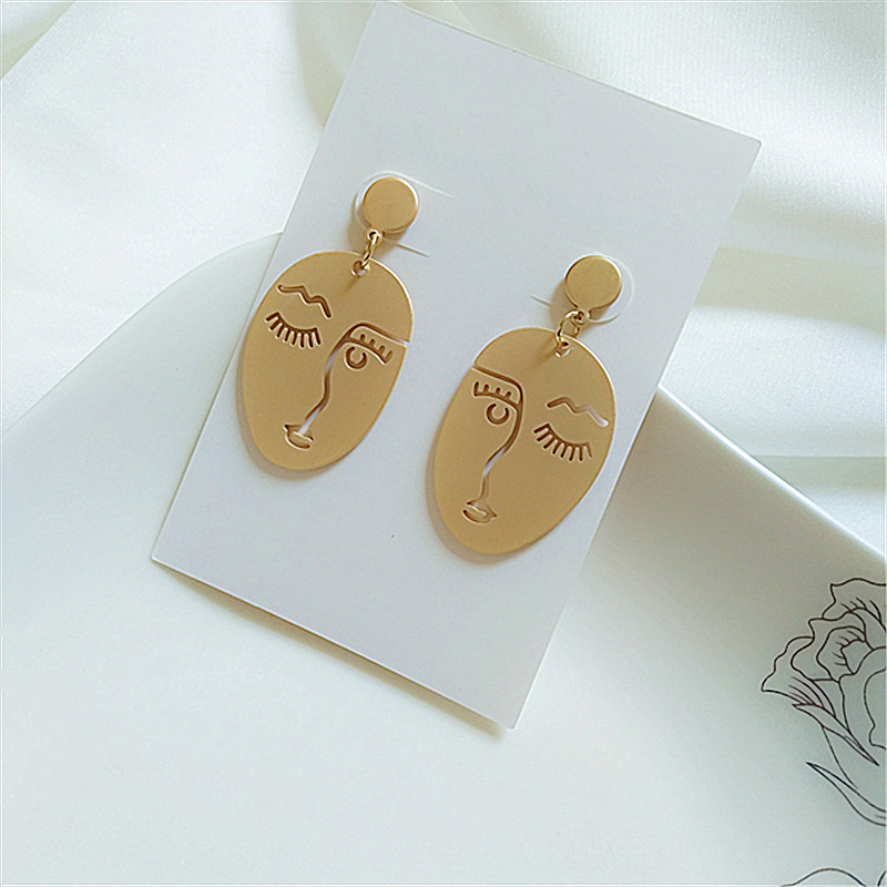 1 Pair Fashion Human Face Metal Plating Women's Drop Earrings display picture 4