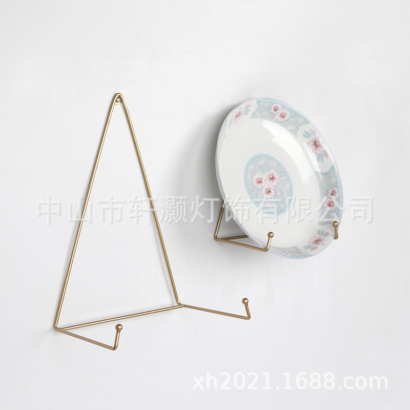 Placa de porcelana decorativa montada en la pared autocreativa estante montado en la Pared Soporte de escritorio placa rack disco marco de fotos certificado espejo rack
