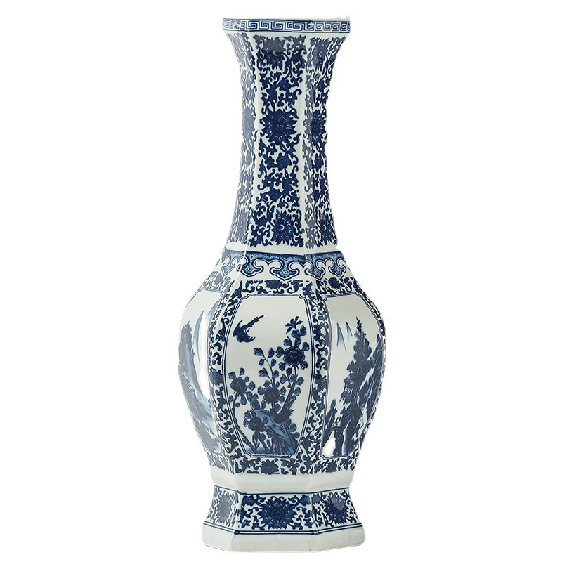 Jingdezhen vasos de cerámica antiguos pintados a mano Bo Gujia ornamento de cerámica vasos Ming y Qing ornamentos de vasos antiguos