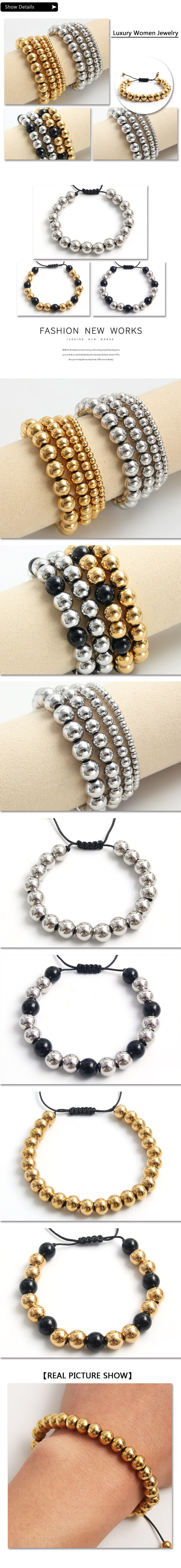 Solid Color Pattern Unisex Gender 304 Stainless Steel Retro Roman Style Solid Color Bracelets