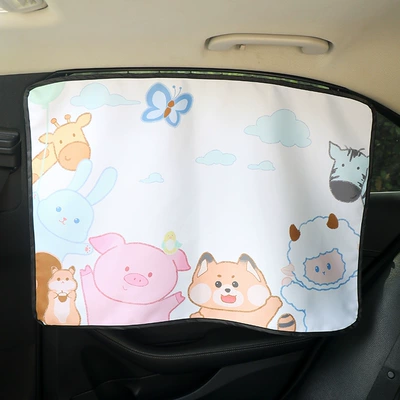 Car Baby Side Window – Car curtains - animal-park-sunshade-slide-rail-single-piece