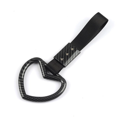 New cross-border carbon fiber car decoration pull ring, devil heart warning pendant, personalized rear bumper warning (Other Car Modifications) - carbon-fiberheart-shaped-black-belt