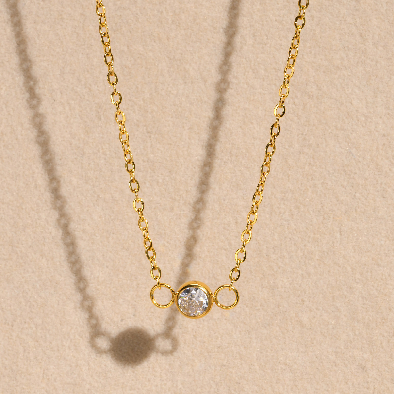 1 Piece Fashion Round Stainless Steel Titanium Steel Inlay Zircon Pendant Necklace_colorza_2