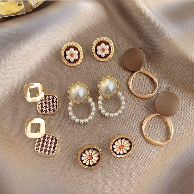 Blue Ink Earrings for Women, Retro Daisies, Korean Chic, Influencer Style, S925 Silver Studs, French Cool Earrings