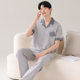 Men's Summer Cardigan Lapel Large Size Short-Sleeved Pants Pure Cotton Thin Home Wear Men's Suit