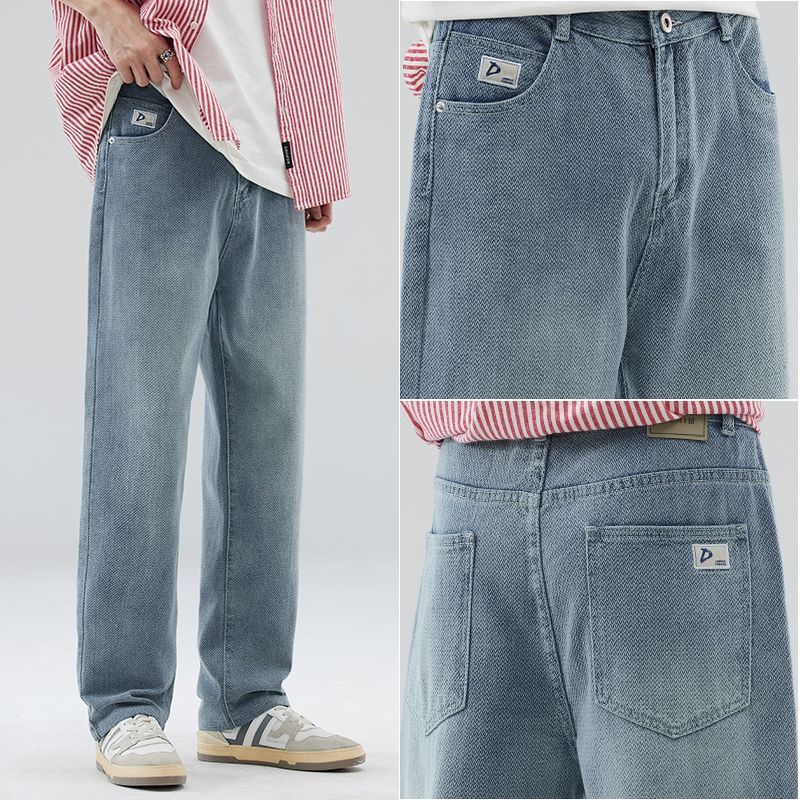 Jeans recto para hombres primavera y verano nuevo estilo americano retro callejera de tamaño grande ropa de hombre pantalones largos sueltos pantalones largos