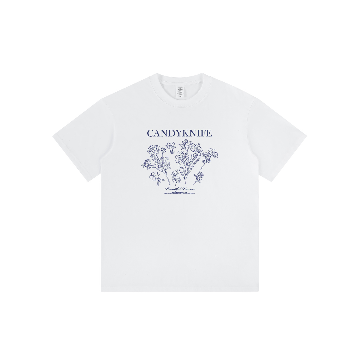 韩系休闲简约玫瑰花印花短袖上衣女小众设计感纯棉T恤宽松打底衫