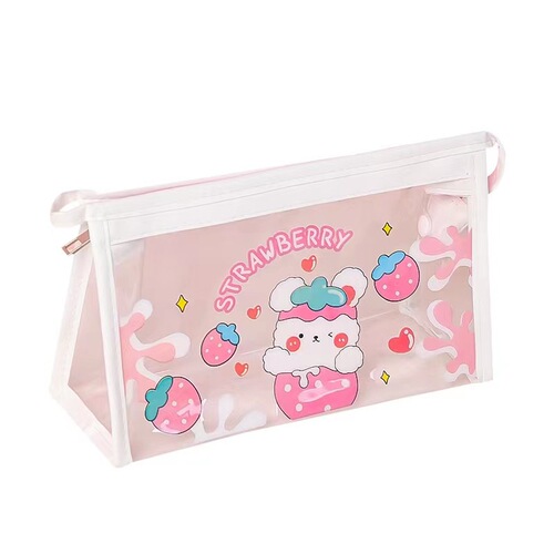 Cartoon transparent pencil bag wholesale ins Japanese large-capacity student pencil bag storage bag junior high school student stationery bag