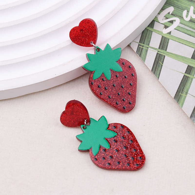 Casual Occasion 1 Pair Pastoral Strawberry Arylic Drop Earrings