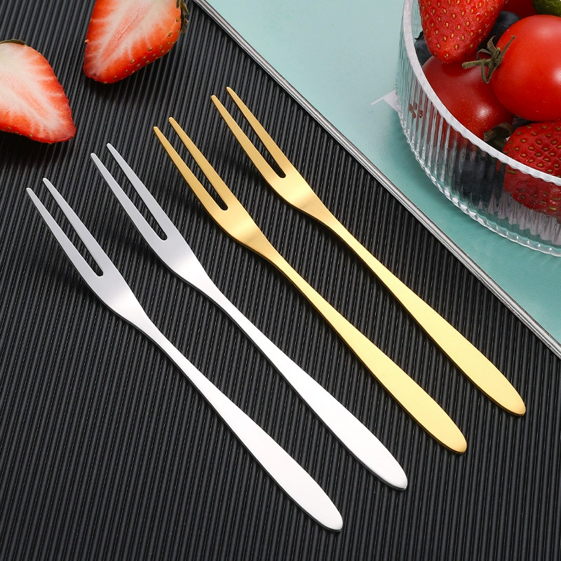Нержавеющая сталь фруктовая вилка с двумя зубцами вилка для домашнего ресторана фруктовый пирог вилка конфет вилка лунный пирог вилка салатная вилка оптовая продажа
