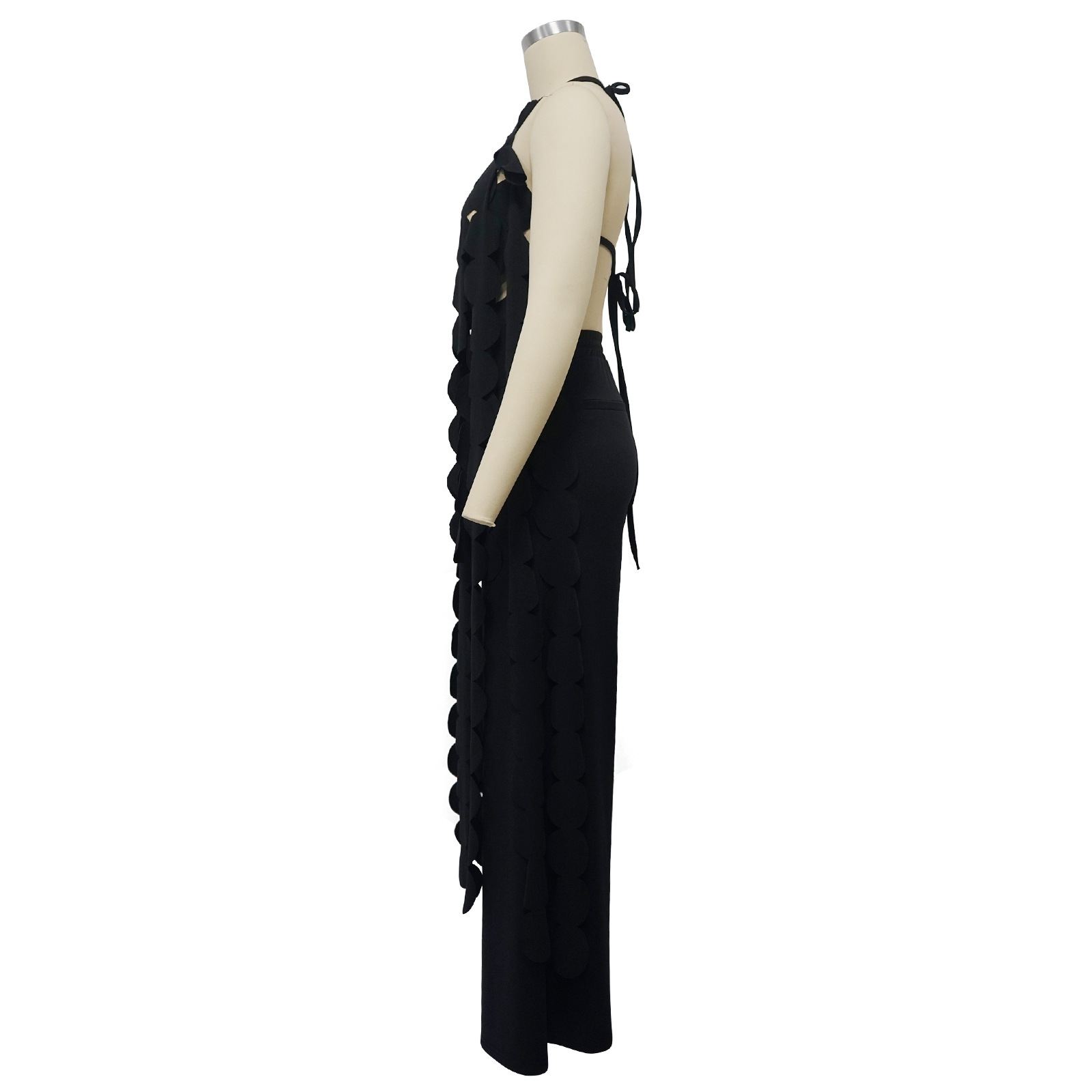 591g Weight Sleeveless Sleeve Length Spandex, Polyester Fabric Type Pant Co-ord Set Sets Type 2 Pieces Set Quantity Holiday, Street Occasion Halter Neck Neckline Loose Fit Type Solid Color Pattern Summer Season Women's Gender Backless Design Sexy, Streetwear Style Holiday Street Women's Sexy Streetwear Solid Color Spandex Polyester Backless Pant Co-ord Set Pants Sets 20