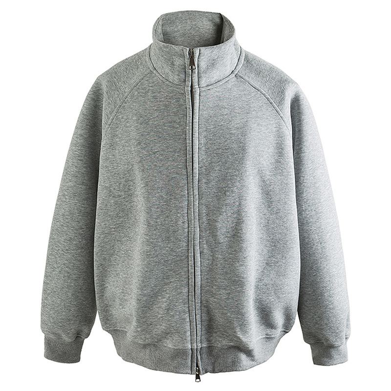 2024 autumn gray stand collar coat boys simple lazy style wear cardigan sweater frock cool baseball uniform