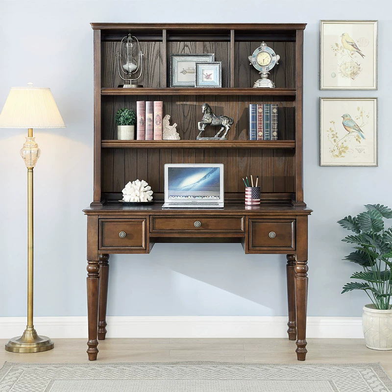 Американский настольный книжный шкаф, книжная полка, интегрированная комбинация, домашний детский учебный стол, спальня, студенческий компьютерный стол из цельного дерева