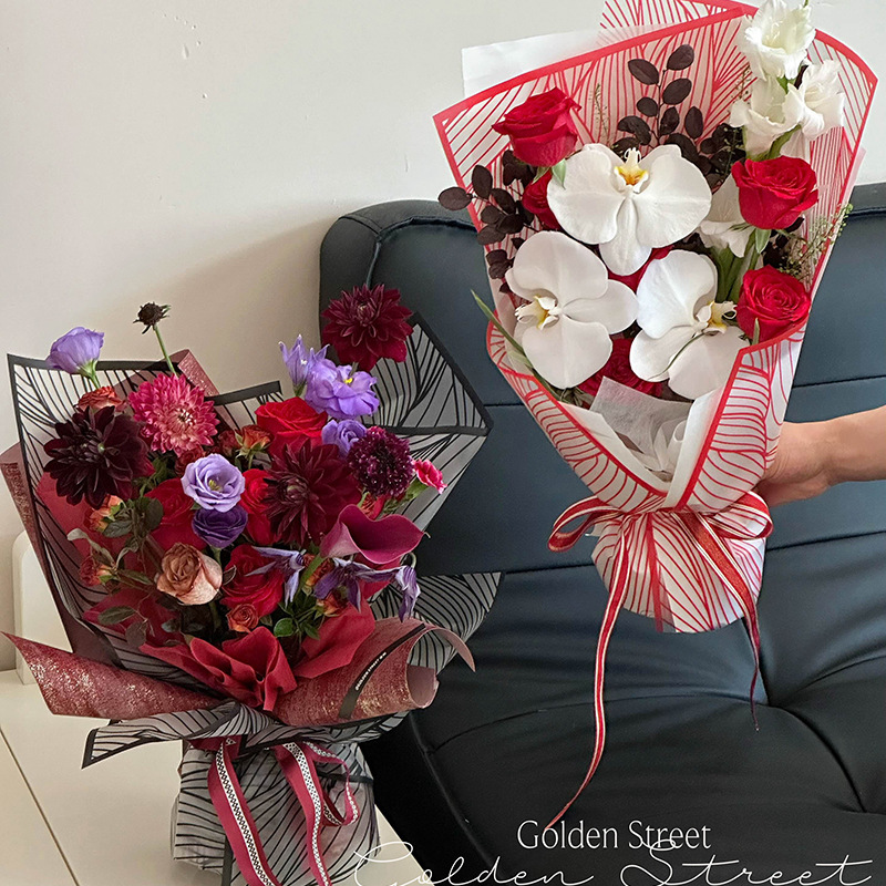 Huaxi Qixi amante del festival de niebla de arena, papel de superficie de rayas de flores, papel de envoltura de flores translúcido, ramo de flores, materiales de rosa