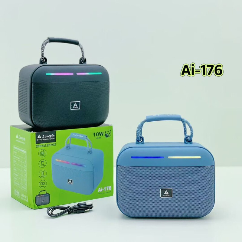 New Ai-176 Wireless Bluetooth Speaker Satchel Outdoor High-Power Subwoofer Tws Card Audio