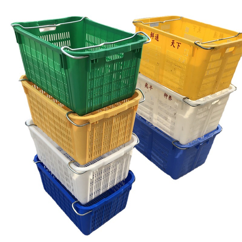 厂家现货加厚菜筐  690*480*370mm食品配送框 带铁耳蔬菜周转筐