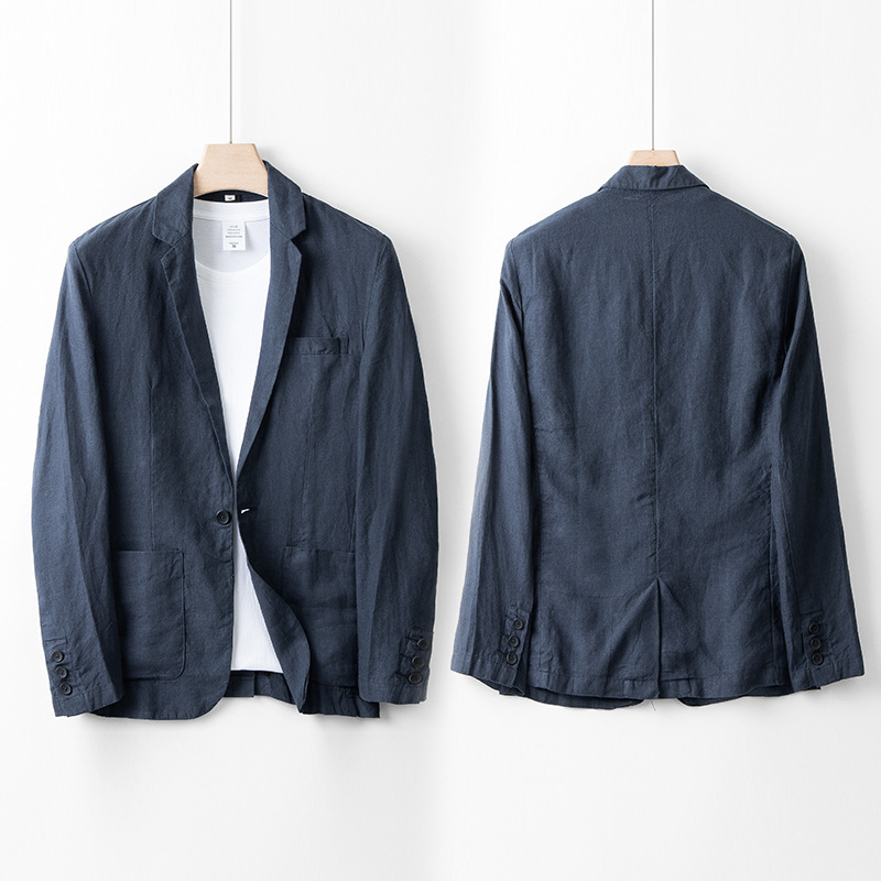 Nuevo traje de lino chaqueta casual suelta de los hombres más tamaño un botón traje de fábrica de los hombres entrega de una pieza 058