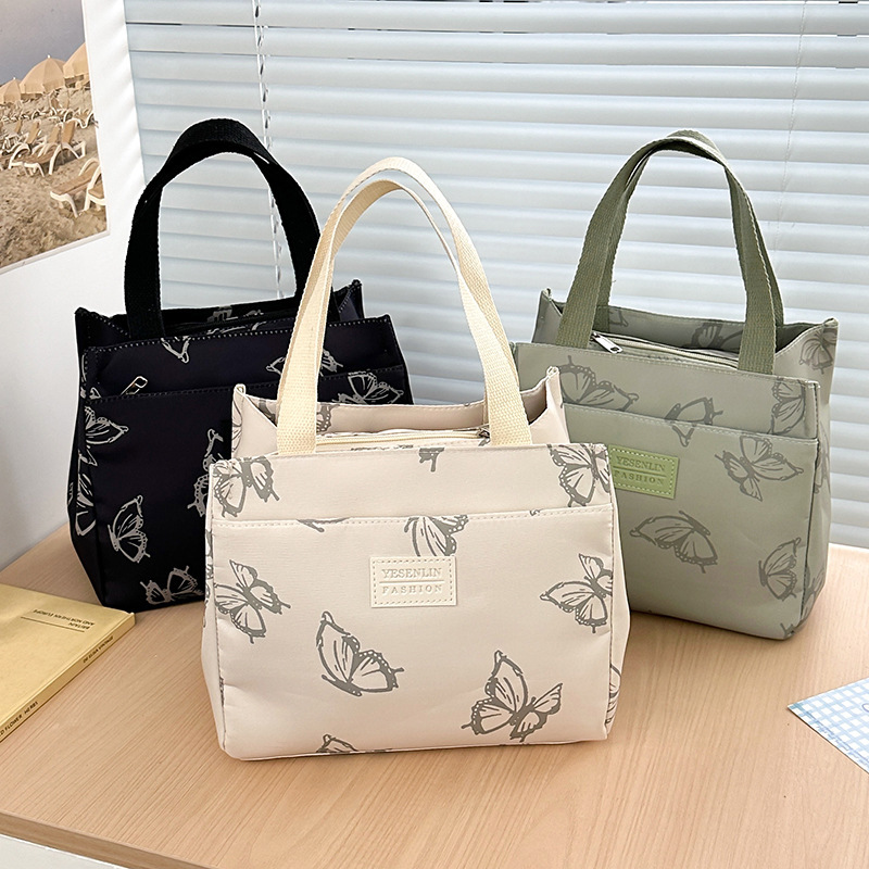 Japanese Style New Ins Style Butterfly Handbag for Women, Good-Looking Mommy Outing Bag, Office Worker Lunch Box Lunch Bag Japanese Style New Ins Style Butterfly Handbag for Women, Good-Looking Mommy Outing Bag, Office Worker Lunch Box Lunch Bag