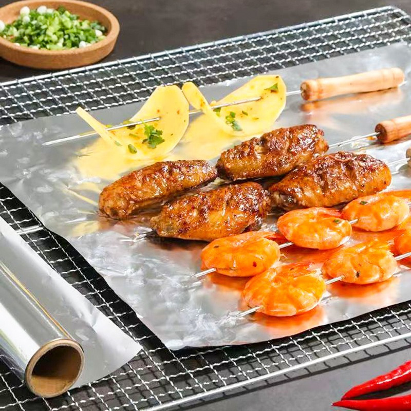Papel de aluminio grueso de grado alimenticio para hornear parrilla aire freidora resistente a altas temperaturas cocina para llevar papel de aluminio
