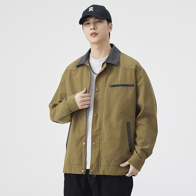 Casual Fashion Workwear Distressed Jacket American Retro Style Jacket Men's and Women's Spring and Autumn Style Lapel Jacket Jacket