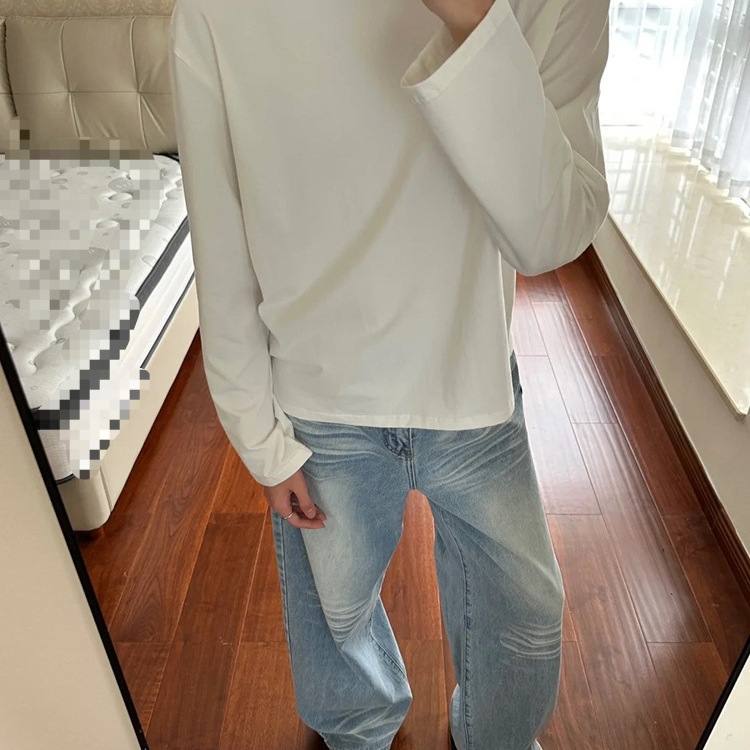 Cross-Border Ice Blue Washed Jeans with Whiskers, Baggy Style, Loose Retro Casual Straight-Leg Couple Pants, Retro