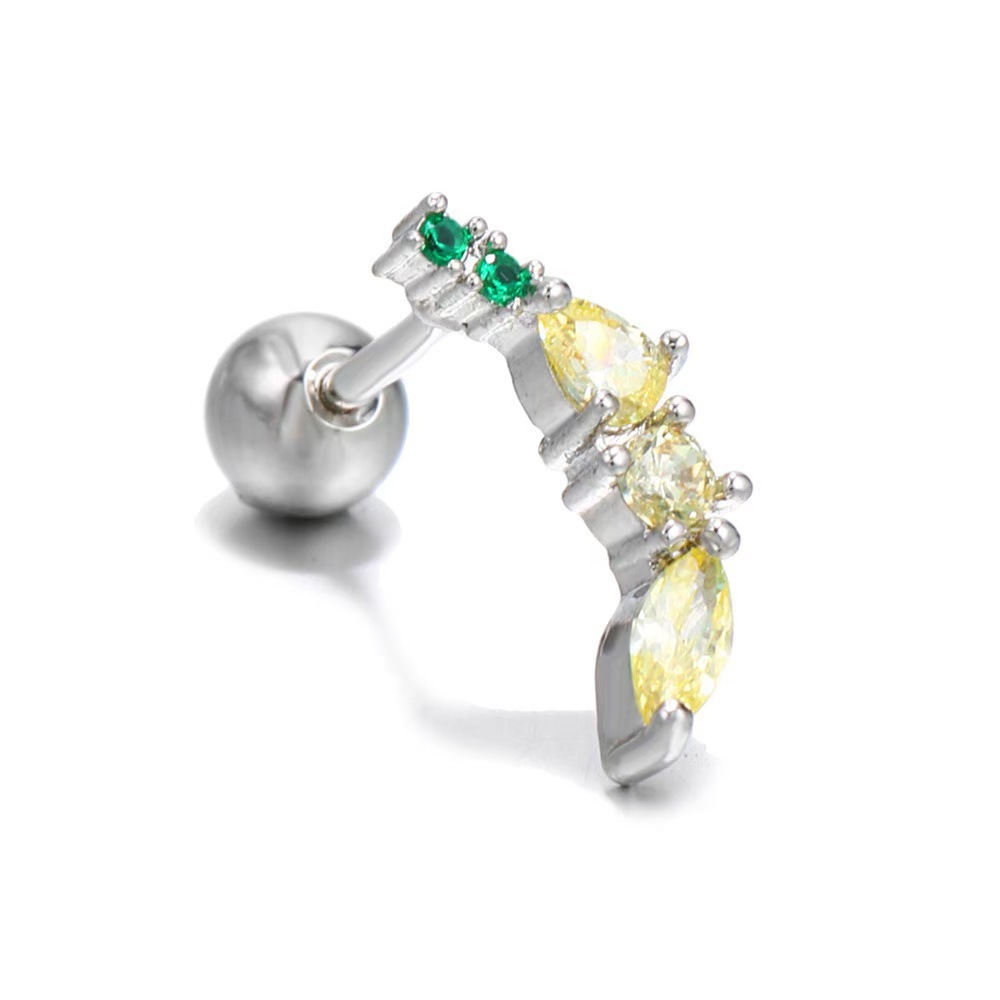 Copper Gold-Plated Ear Bone Nails Fruit Grape Pineapple Watermelon Summer Earrings Piercing Jewelry detail image 9